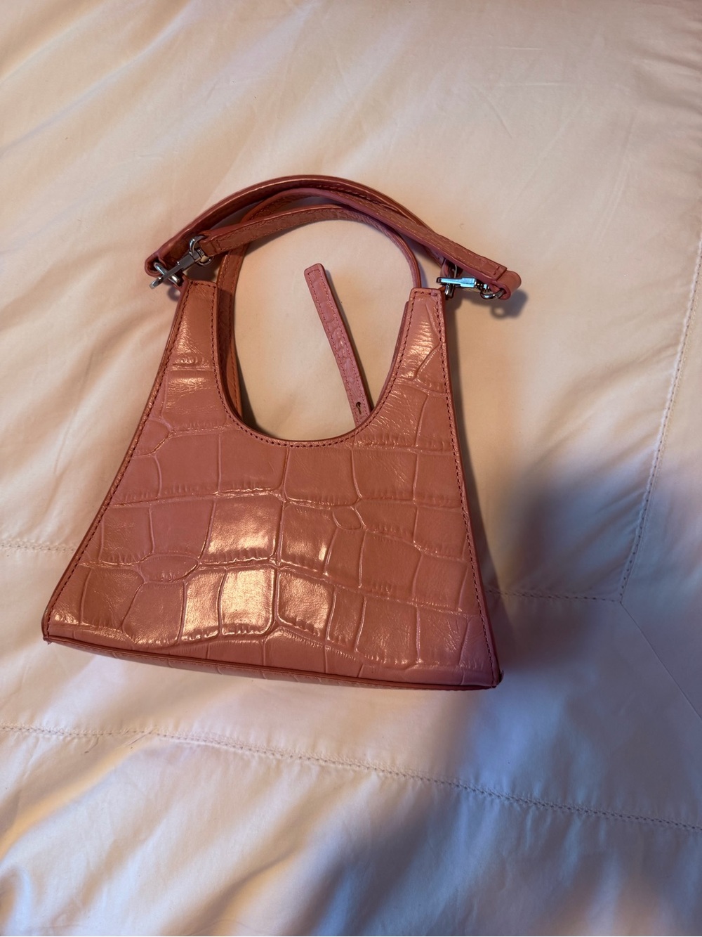 STAUD Pink hand bag with long strap